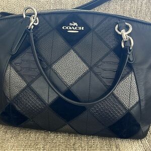 Coach, black, leather patchwork handbag Satchel/crossbody. Like new